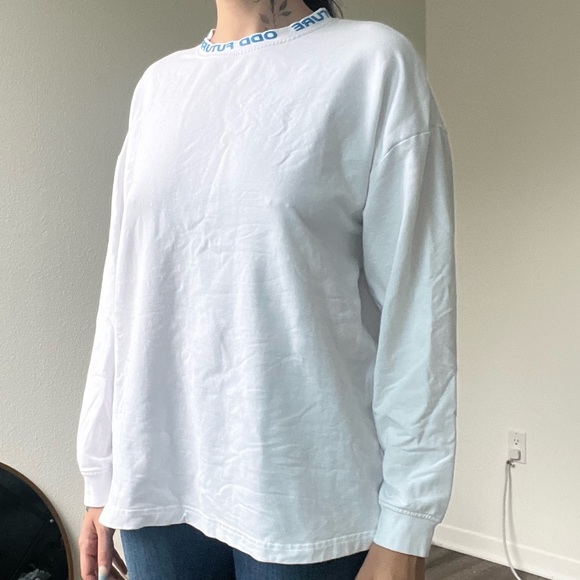 rare ODD FUTURE ribbed mock neck
long sleeve white t-shirt - Picture 2 of 3